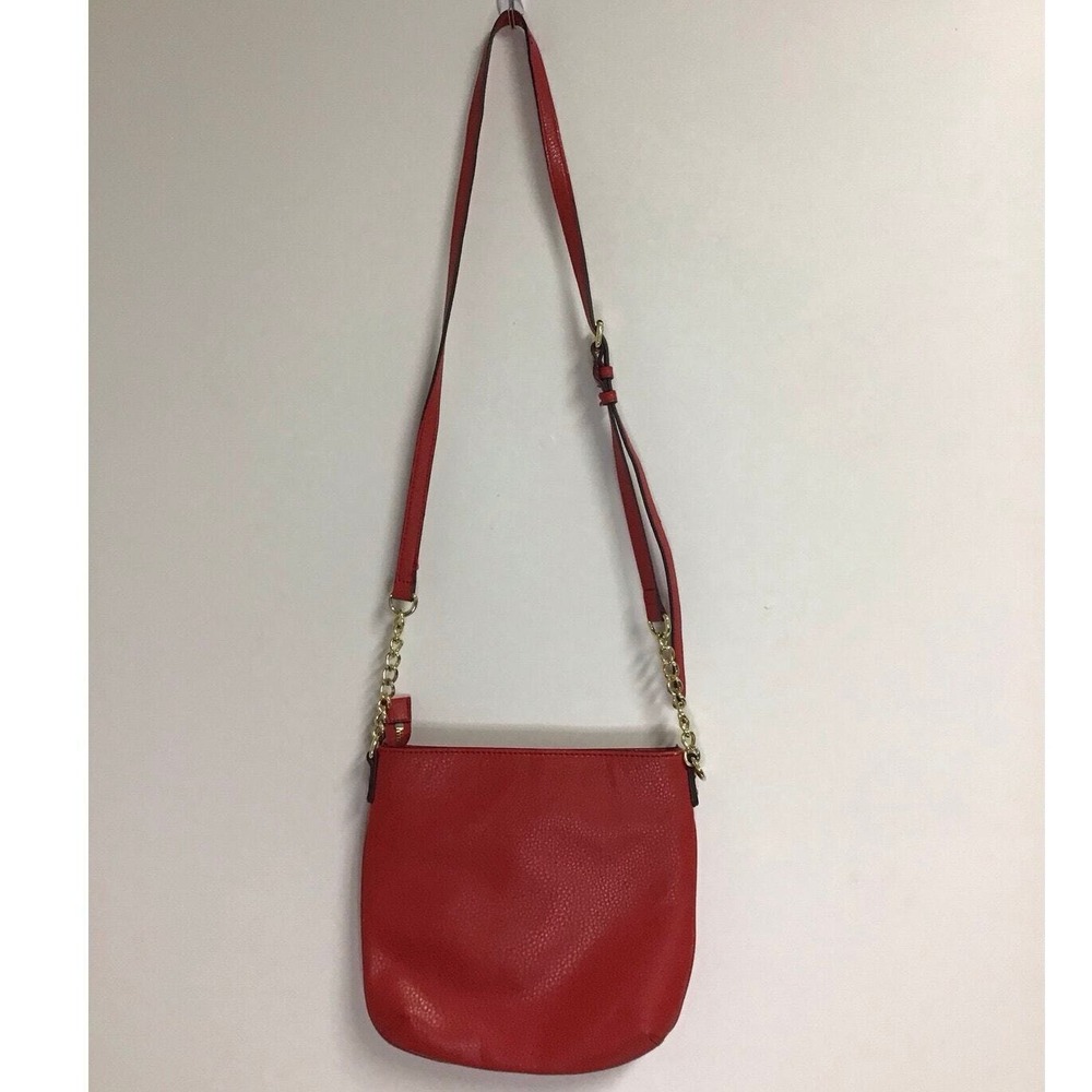 Anne Klein Red Leather Handbag with Polka Dot Interior - Picture 3 of 4
